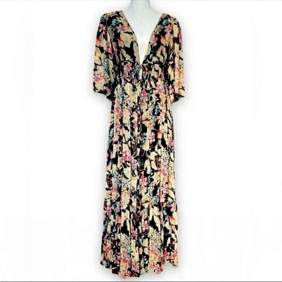 Love Sam Dark Wonder Bohemian Floral Maxi Dress Size Small - Picture 9 of 15